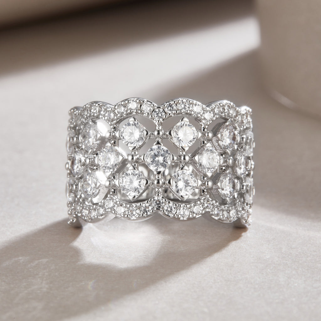 Lace Moissanite Band Ring in Sterling Silver
