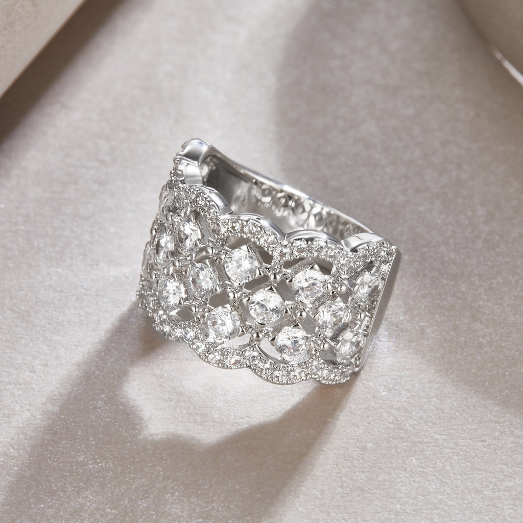 Lace Moissanite Band Ring in Sterling Silver
