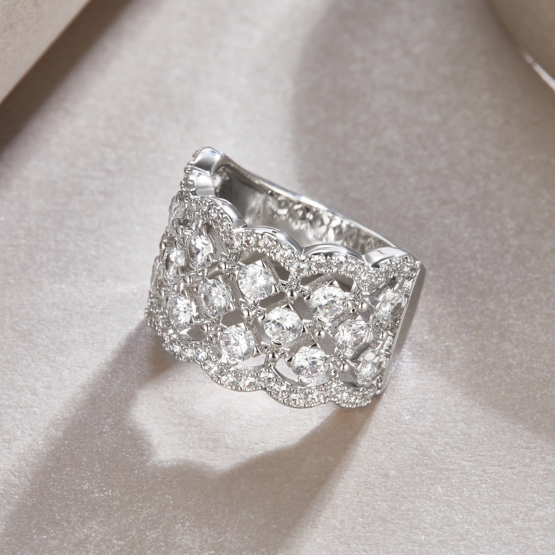 Lace Moissanite Band Ring in Sterling Silver