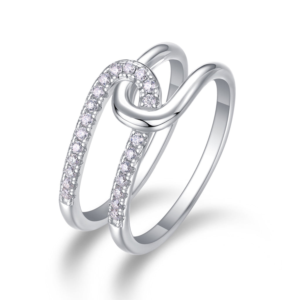 Interlock Moissanite Band Ring in Sterling Silver