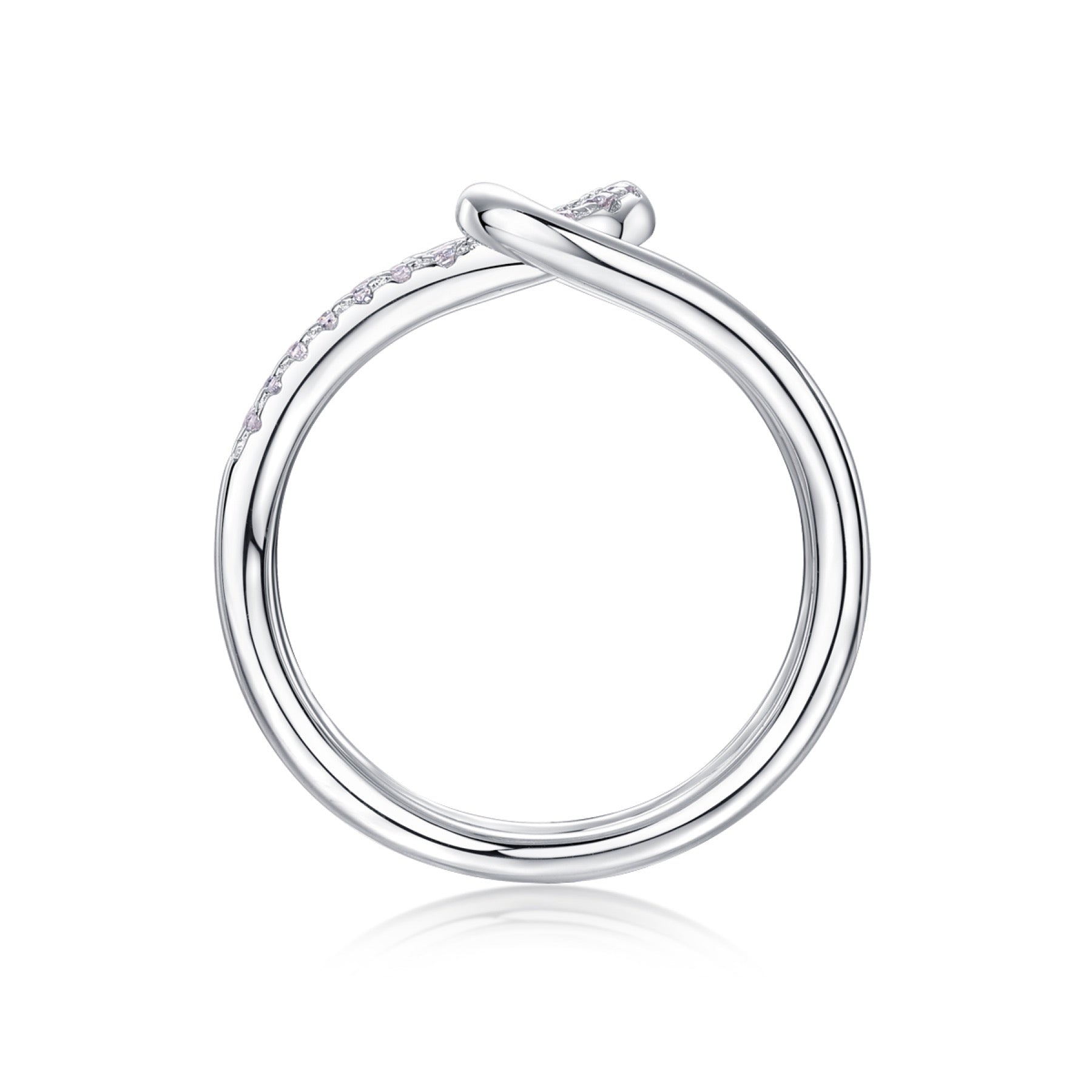 Interlock Moissanite Band Ring in Sterling Silver