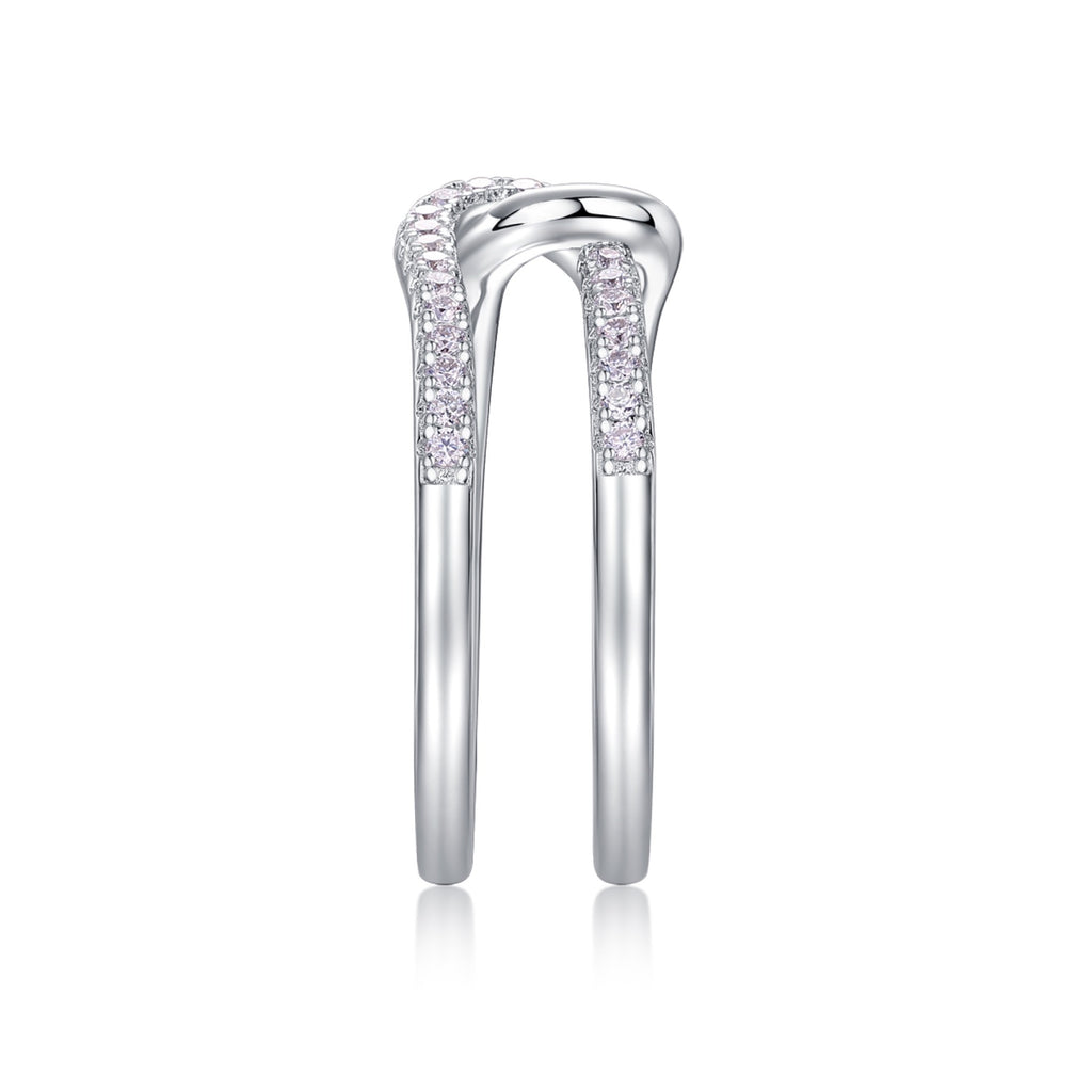 Interlock Moissanite Band Ring in Sterling Silver