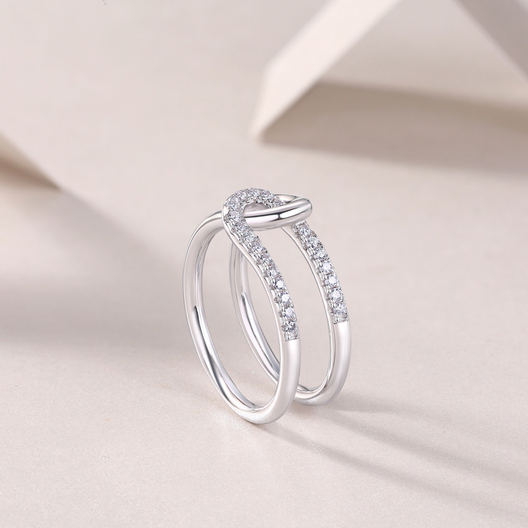 Interlock Moissanite Band Ring in Sterling Silver