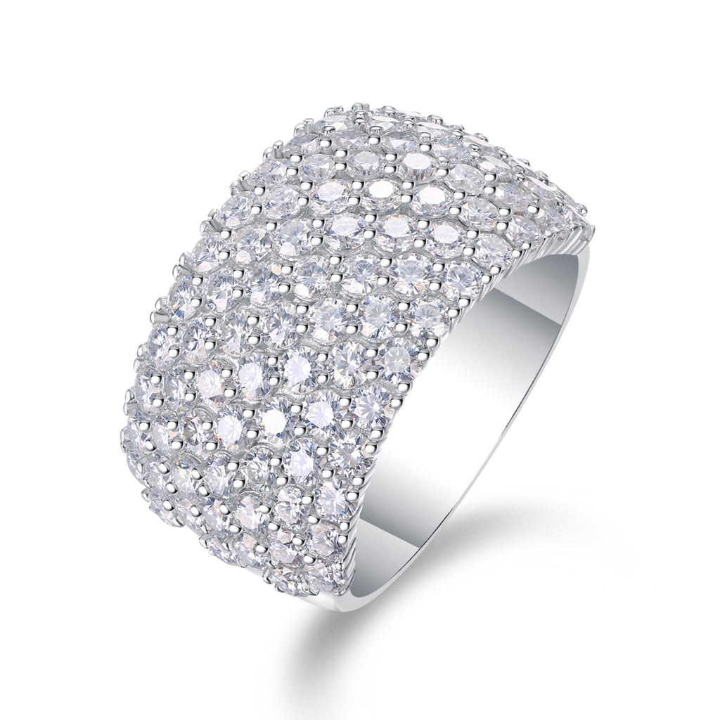 Vivid Moissanite Band Ring in Sterling Silver