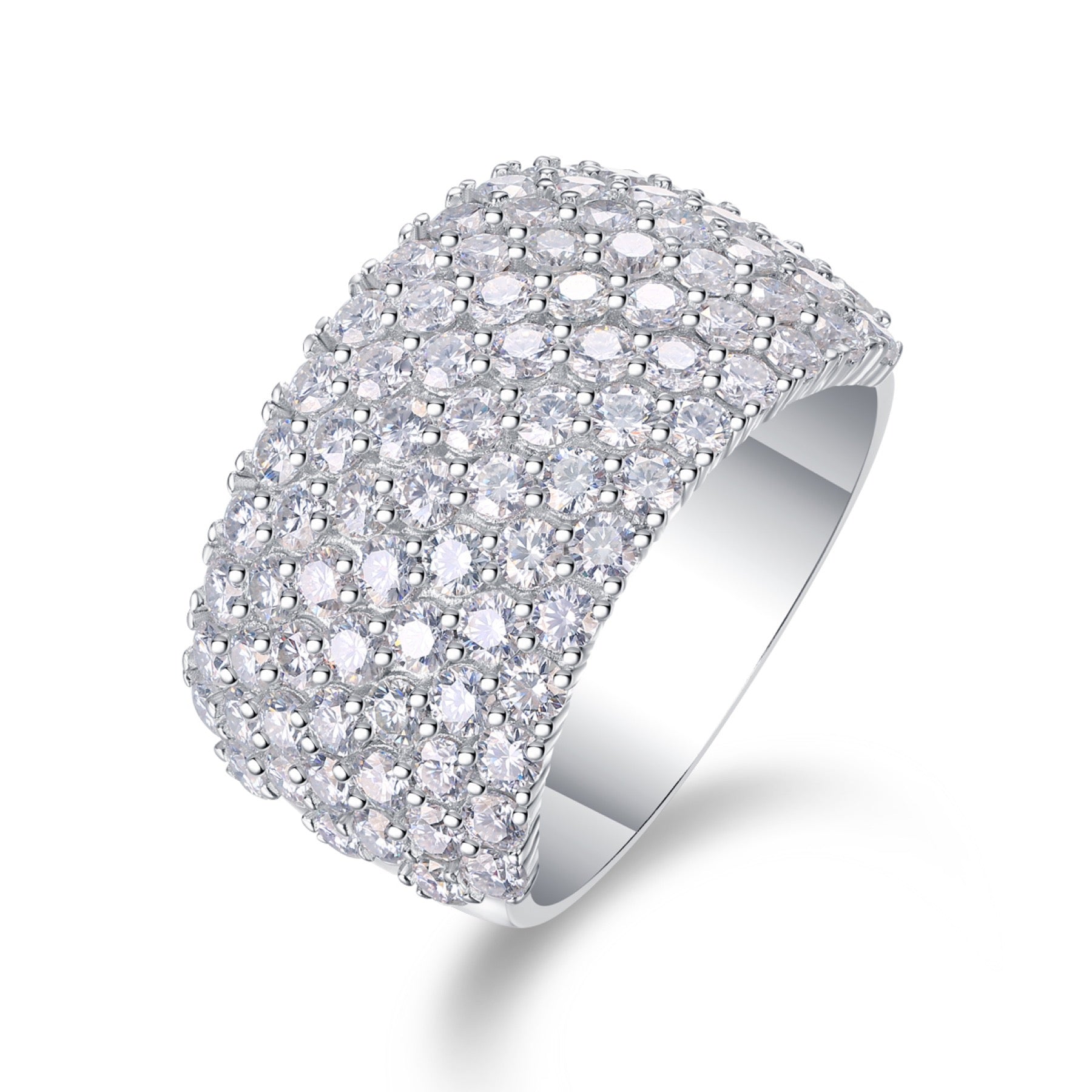 Vivid Moissanite Band Ring in Sterling Silver
