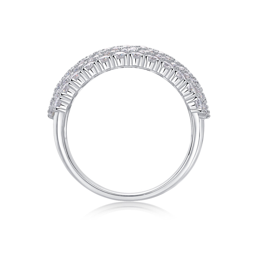 Vivid Moissanite Band Ring in Sterling Silver