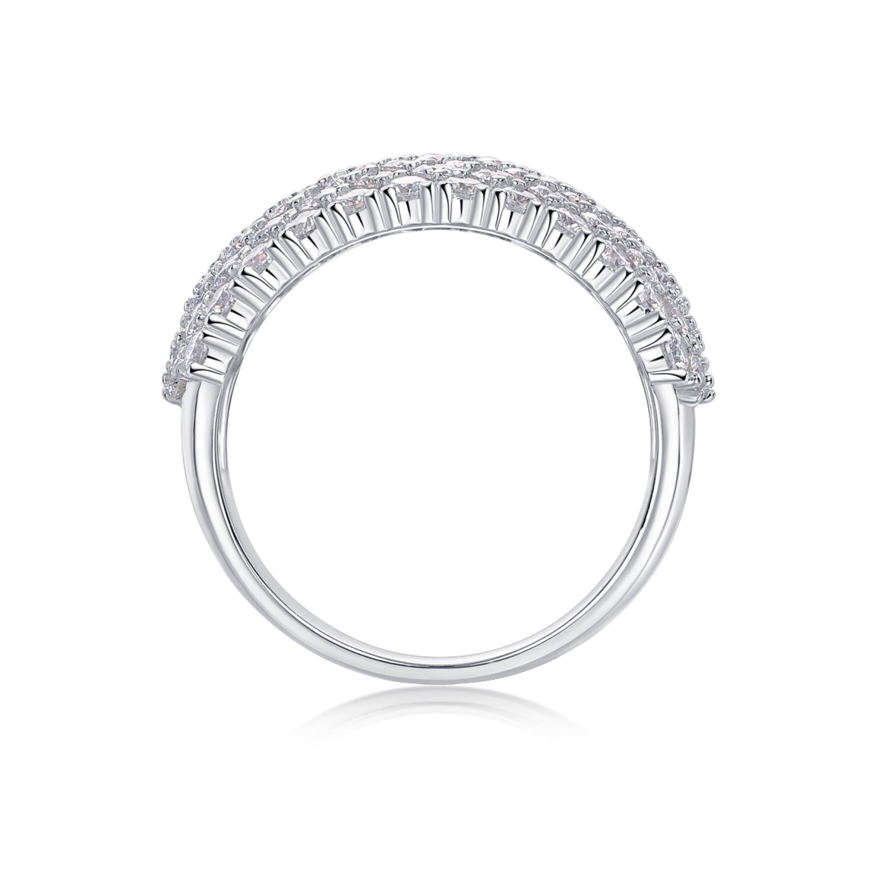Vivid Moissanite Band Ring in Sterling Silver