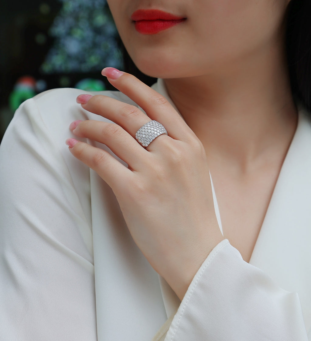 Vivid Moissanite Band Ring in Sterling Silver
