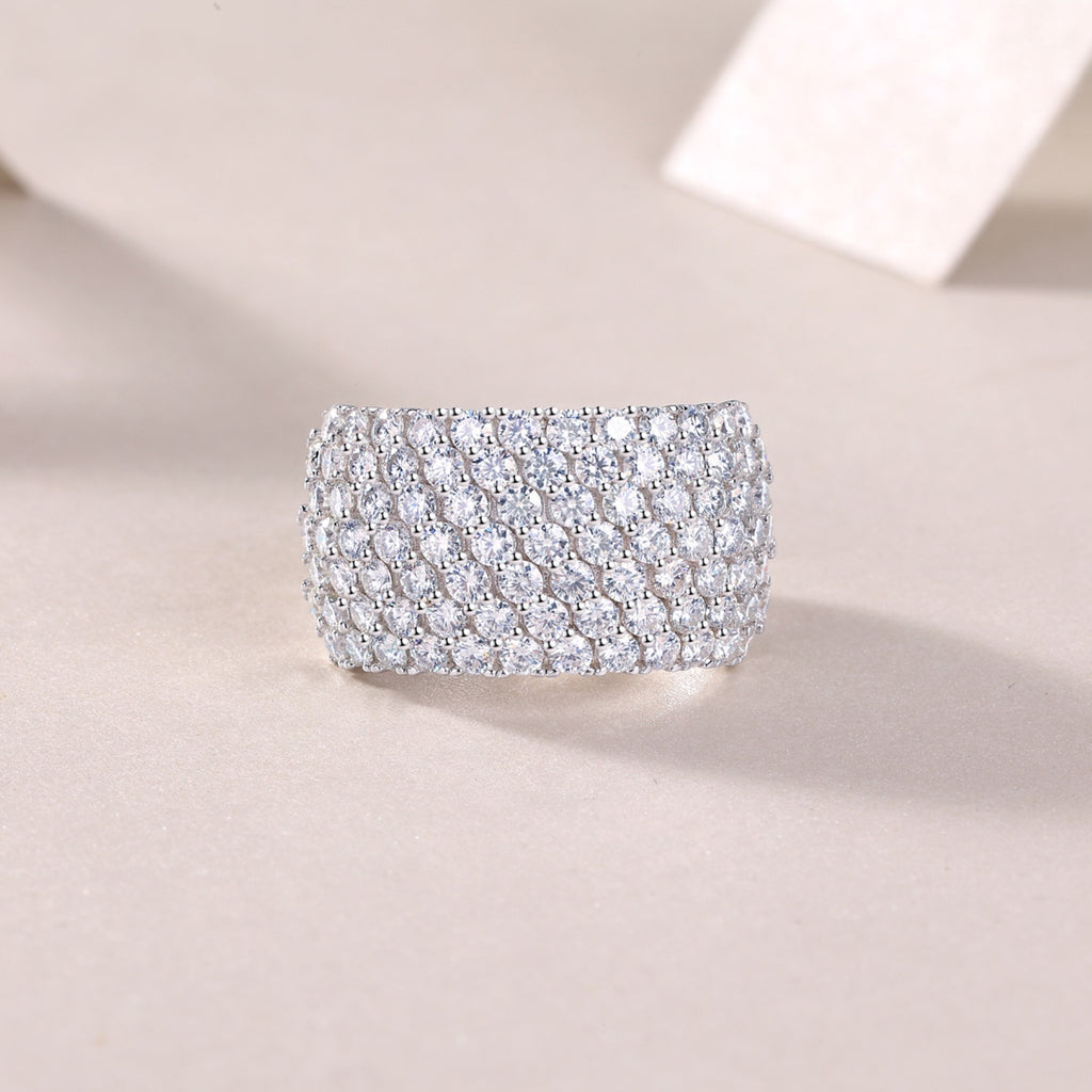 Vivid Moissanite Band Ring in Sterling Silver