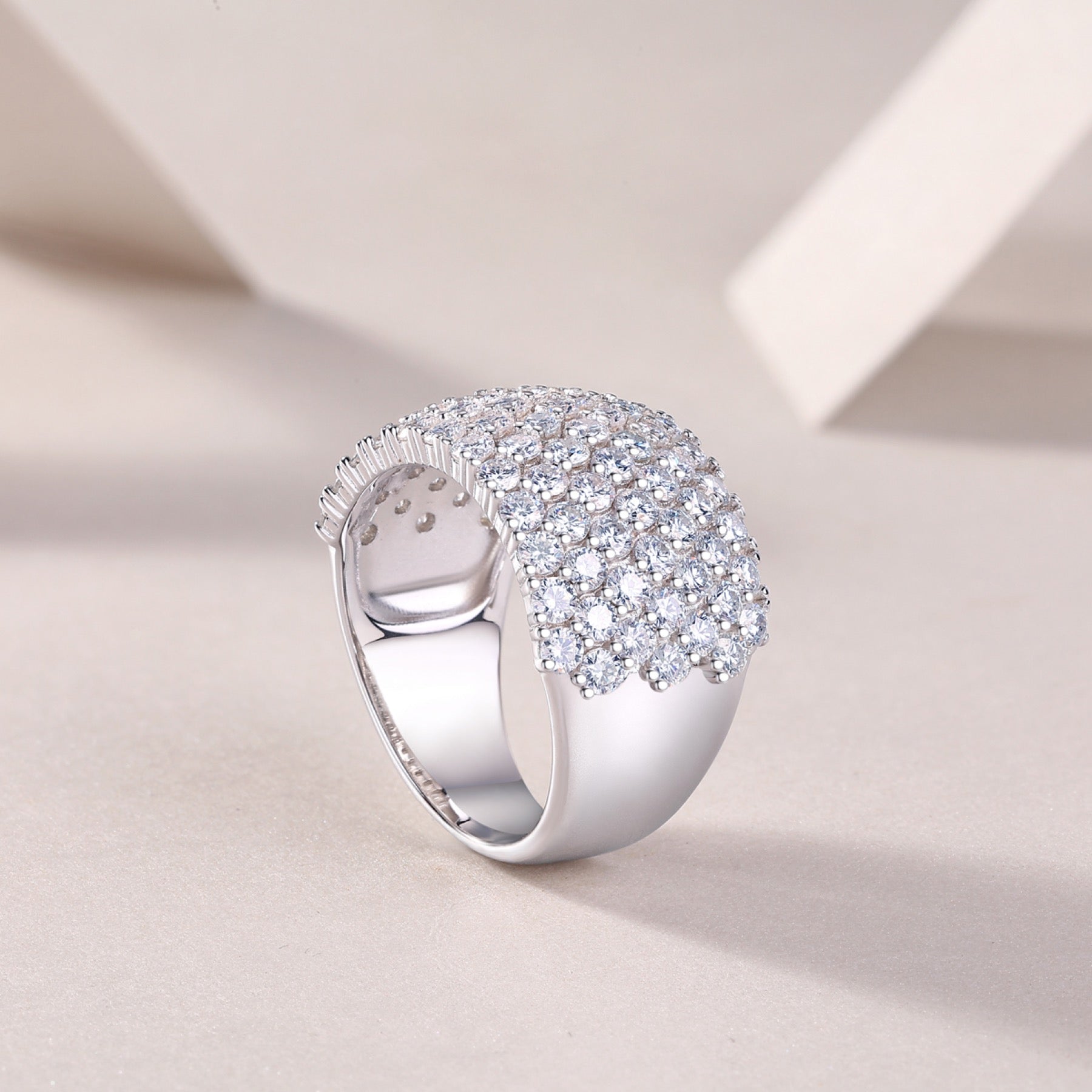 Vivid Moissanite Band Ring in Sterling Silver