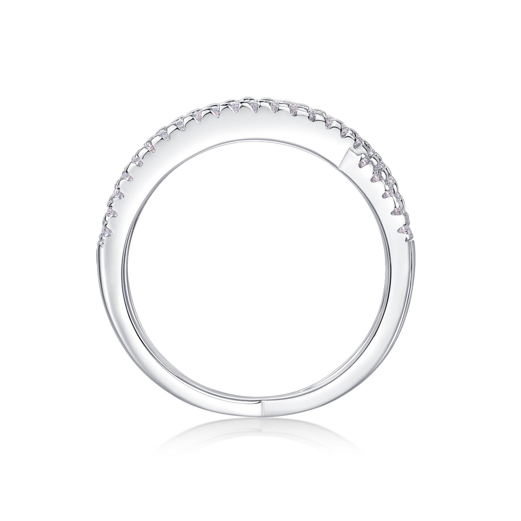 Crossover Moissanite Band Ring in Sterling Silver