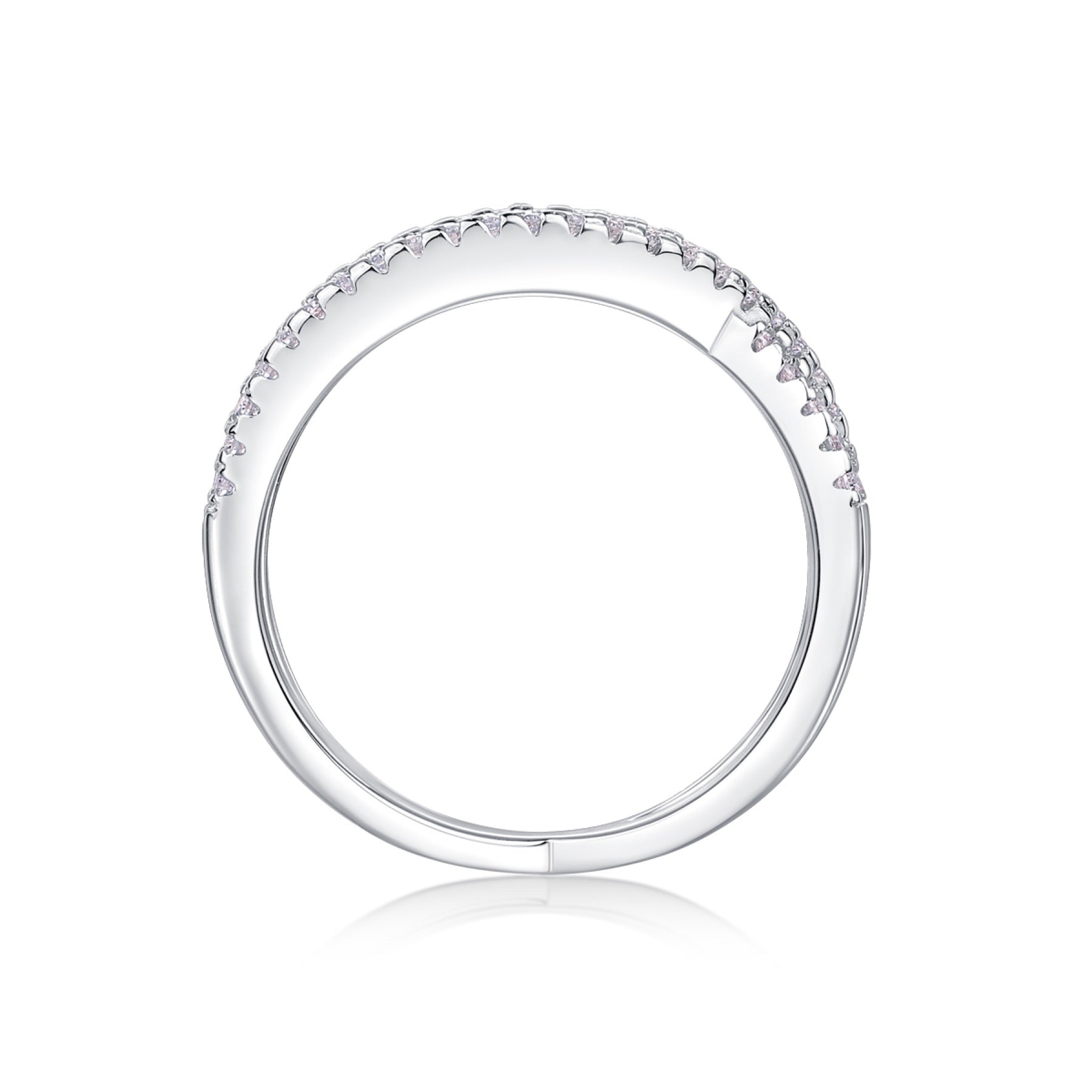 Crossover Moissanite Band Ring in Sterling Silver