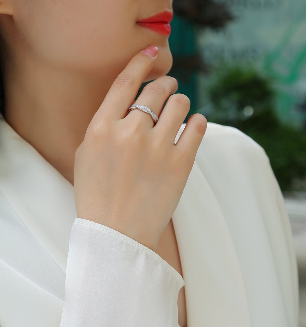 Dreamy Moissanite Band Ring in Sterling Silver