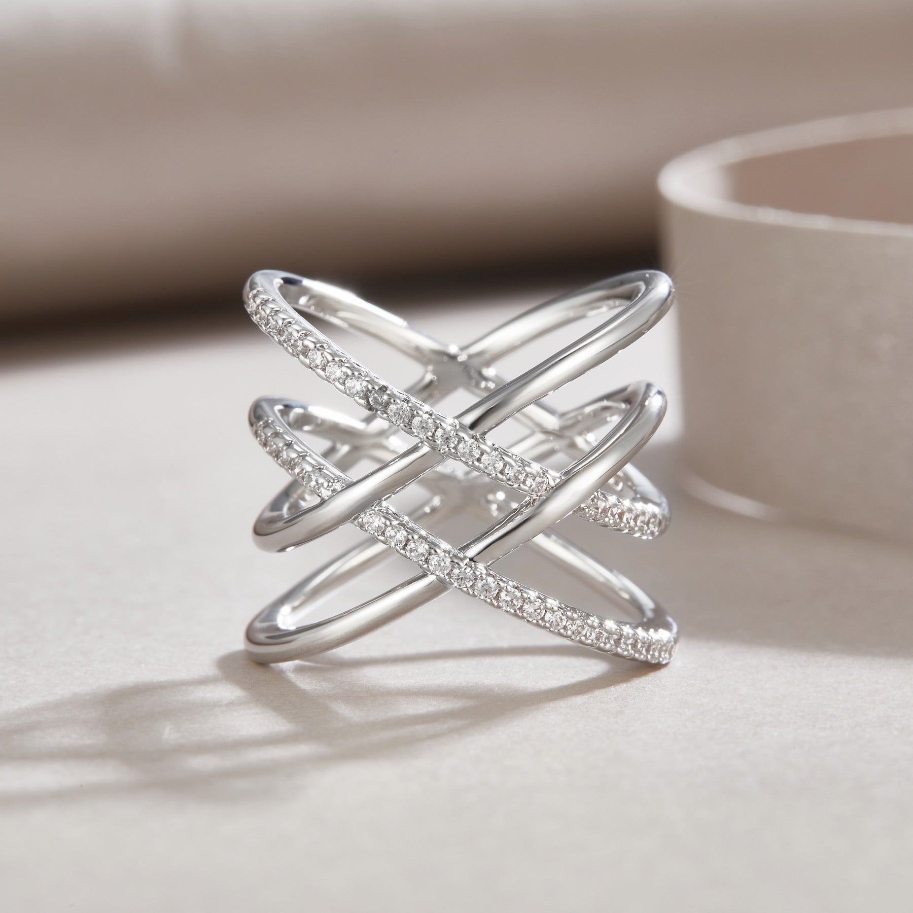 Gyre Moissanite Band Ring in Sterling Silver