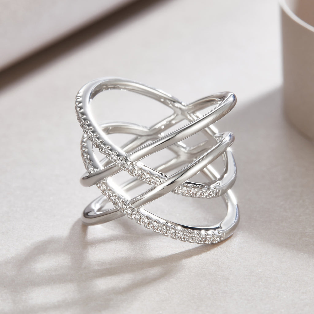 Gyre Moissanite Band Ring in Sterling Silver