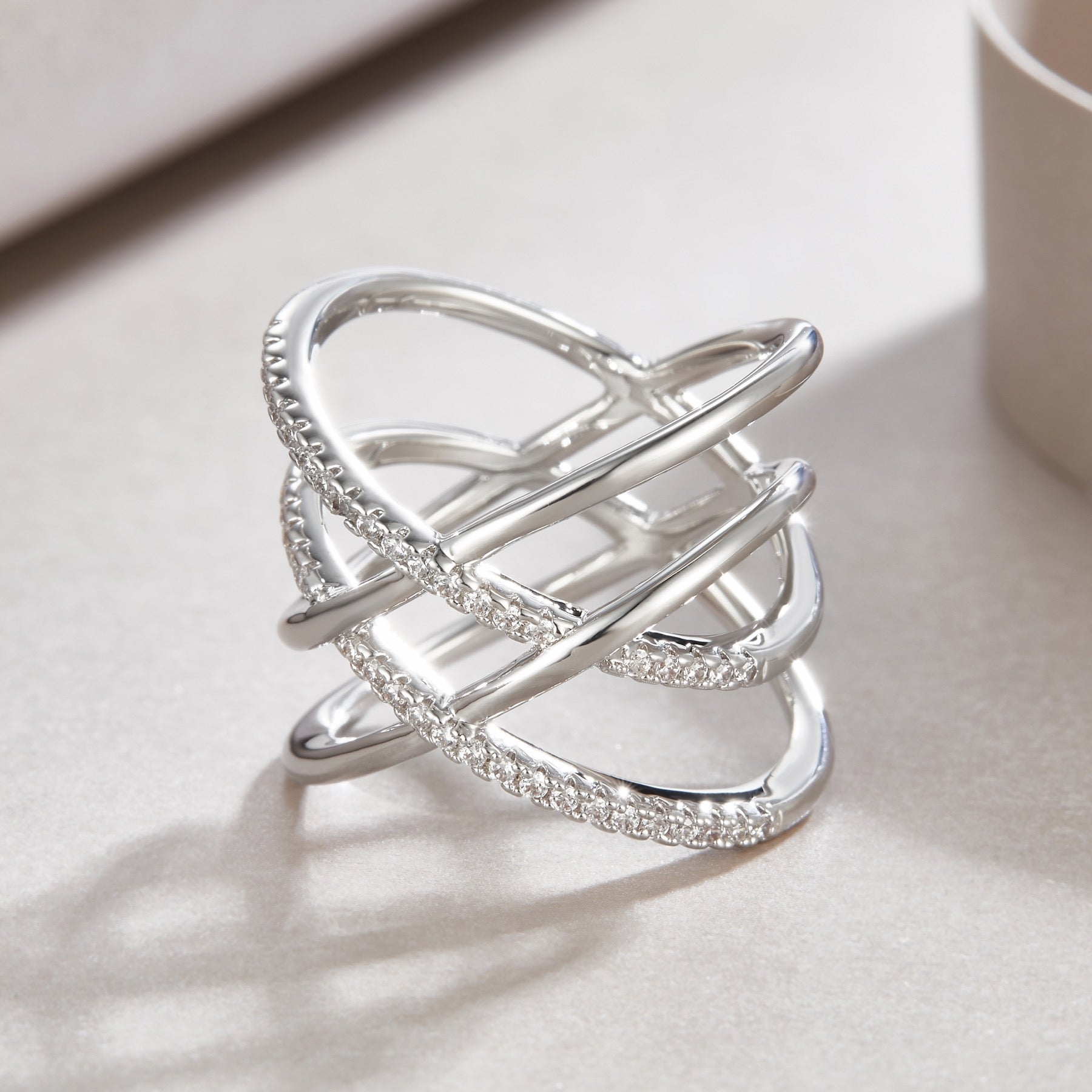 Gyre Moissanite Band Ring in Sterling Silver