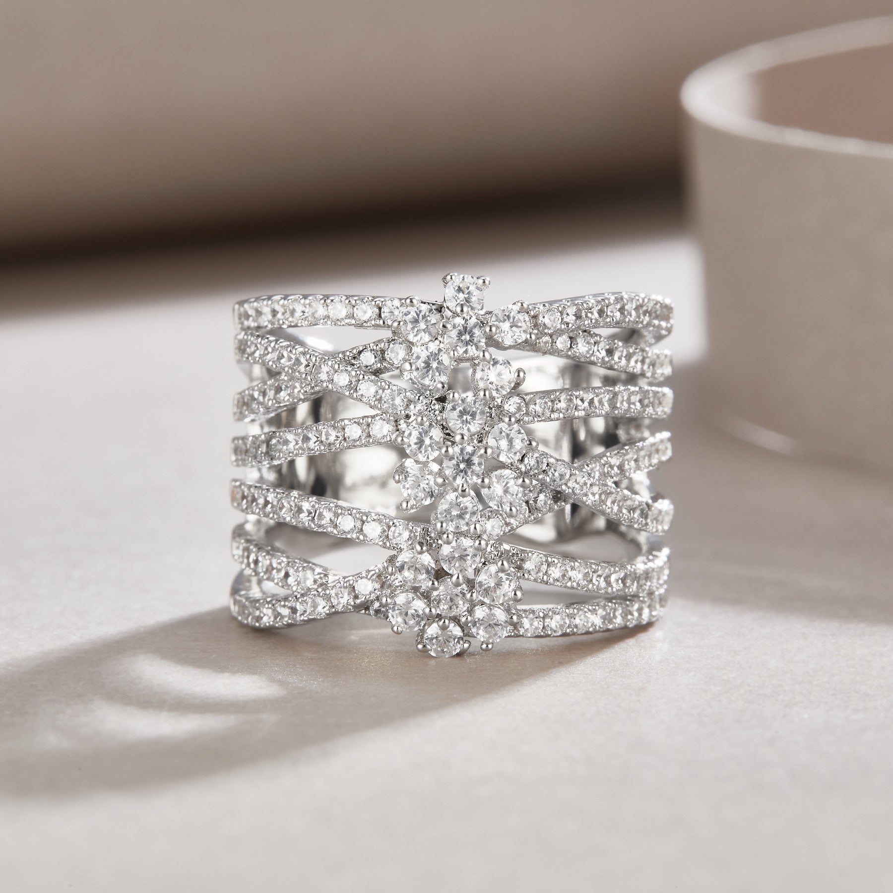 Winter Moissanite Band Ring in Sterling Silver