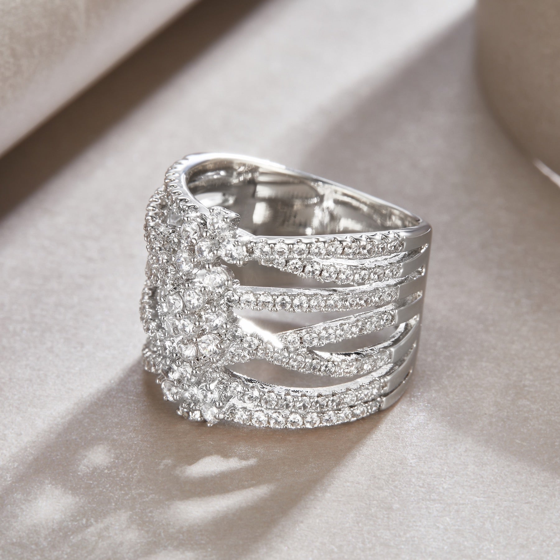 Winter Moissanite Band Ring in Sterling Silver