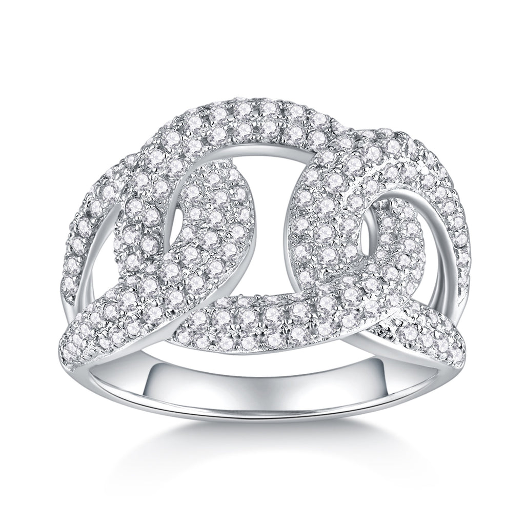 Borealis Moissanite Band Ring in Sterling Silver