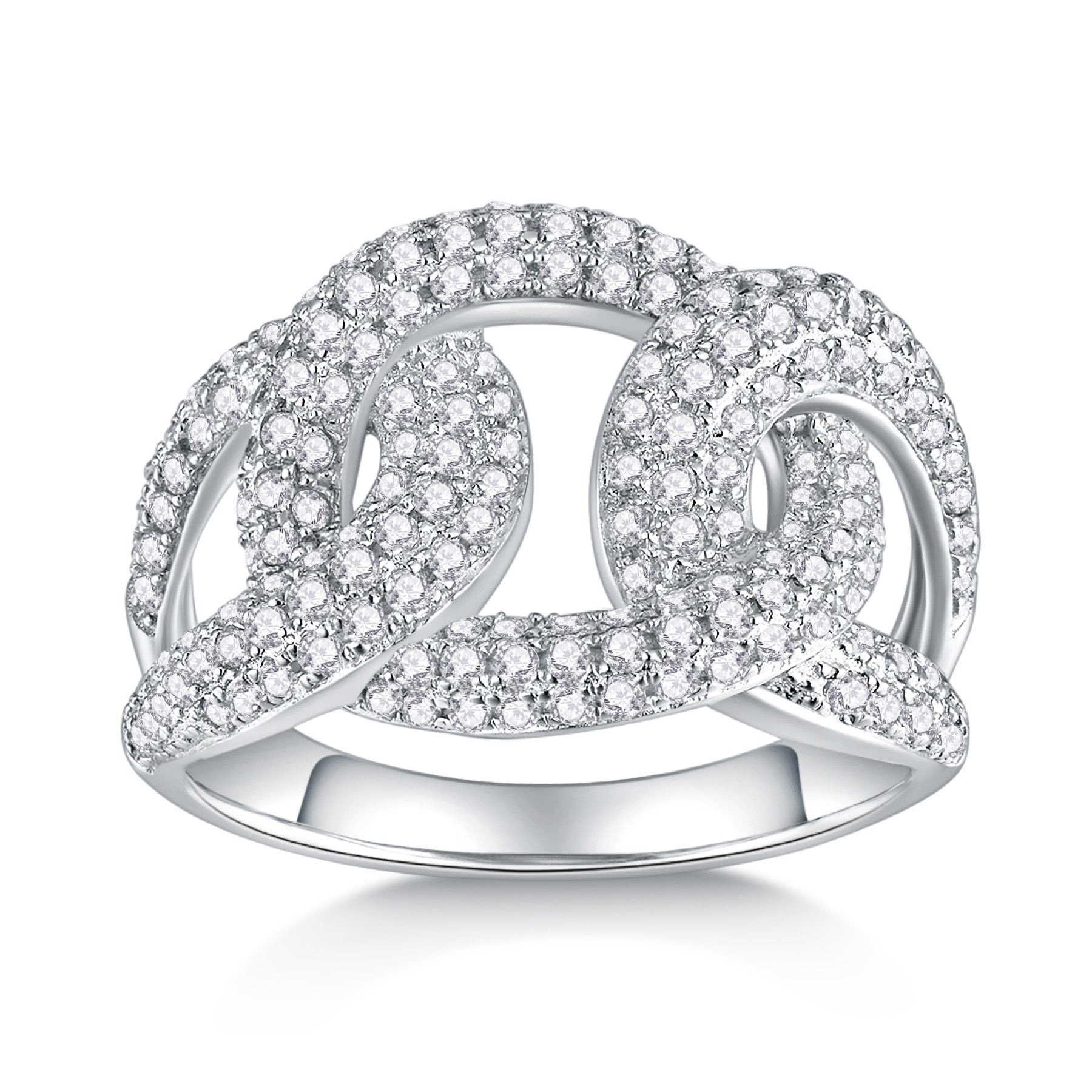 Borealis Moissanite Band Ring in Sterling Silver