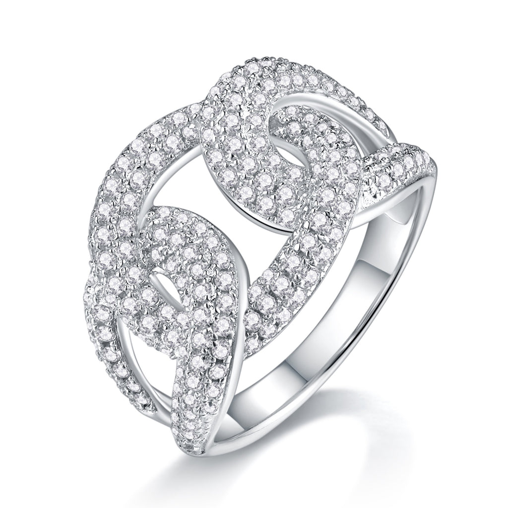 Borealis Moissanite Band Ring in Sterling Silver