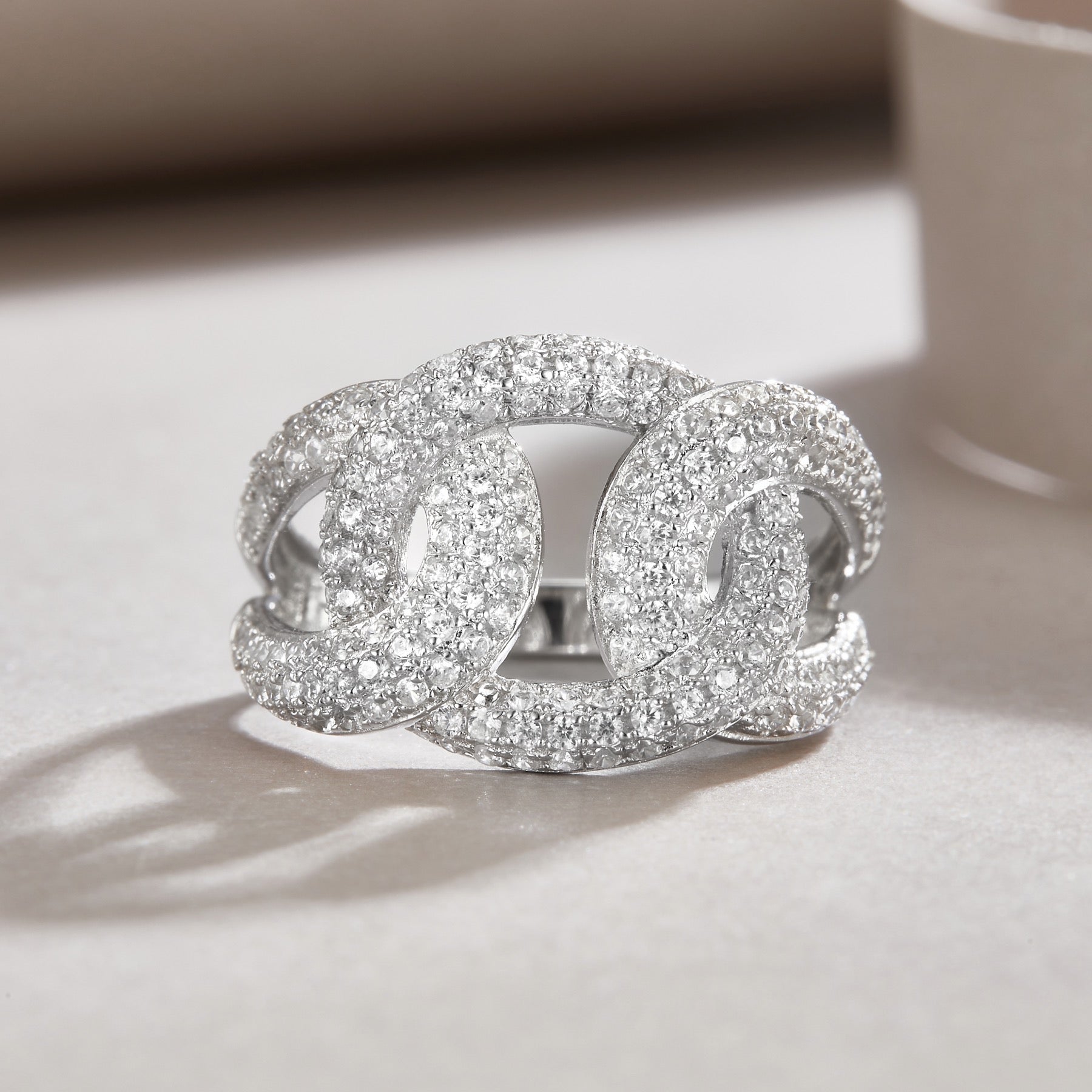 Borealis Moissanite Band Ring in Sterling Silver