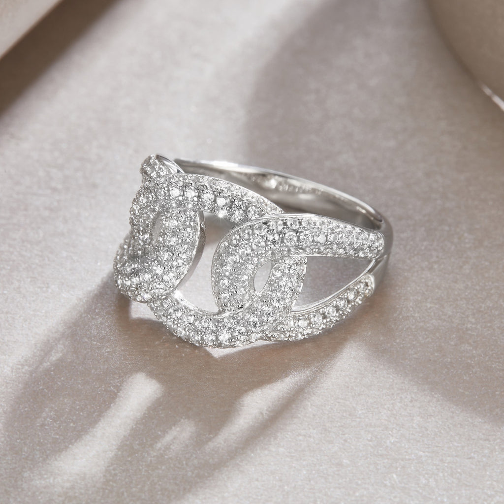 Borealis Moissanite Band Ring in Sterling Silver