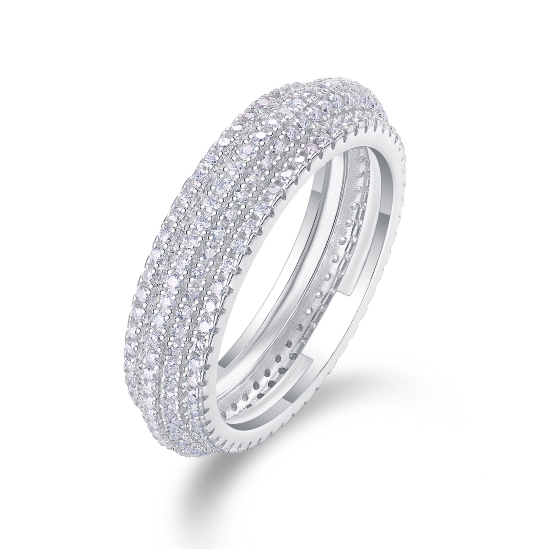 Moonshadow Moissanite Band Ring in Sterling Silver