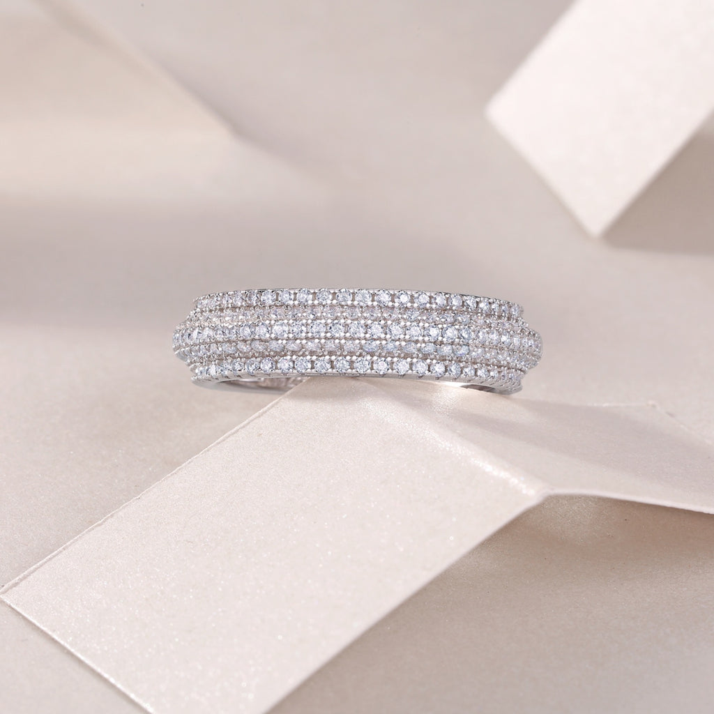 Moonshadow Moissanite Band Ring in Sterling Silver