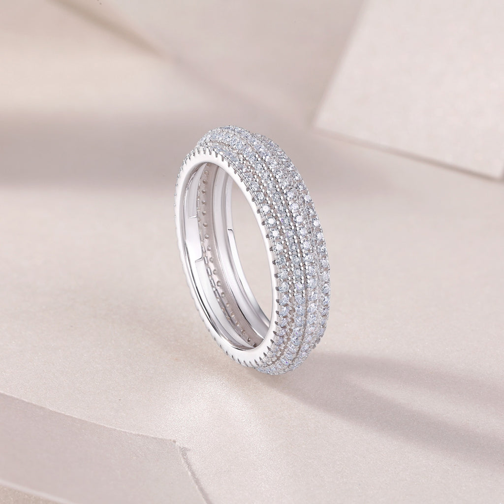 Moonshadow Moissanite Band Ring in Sterling Silver
