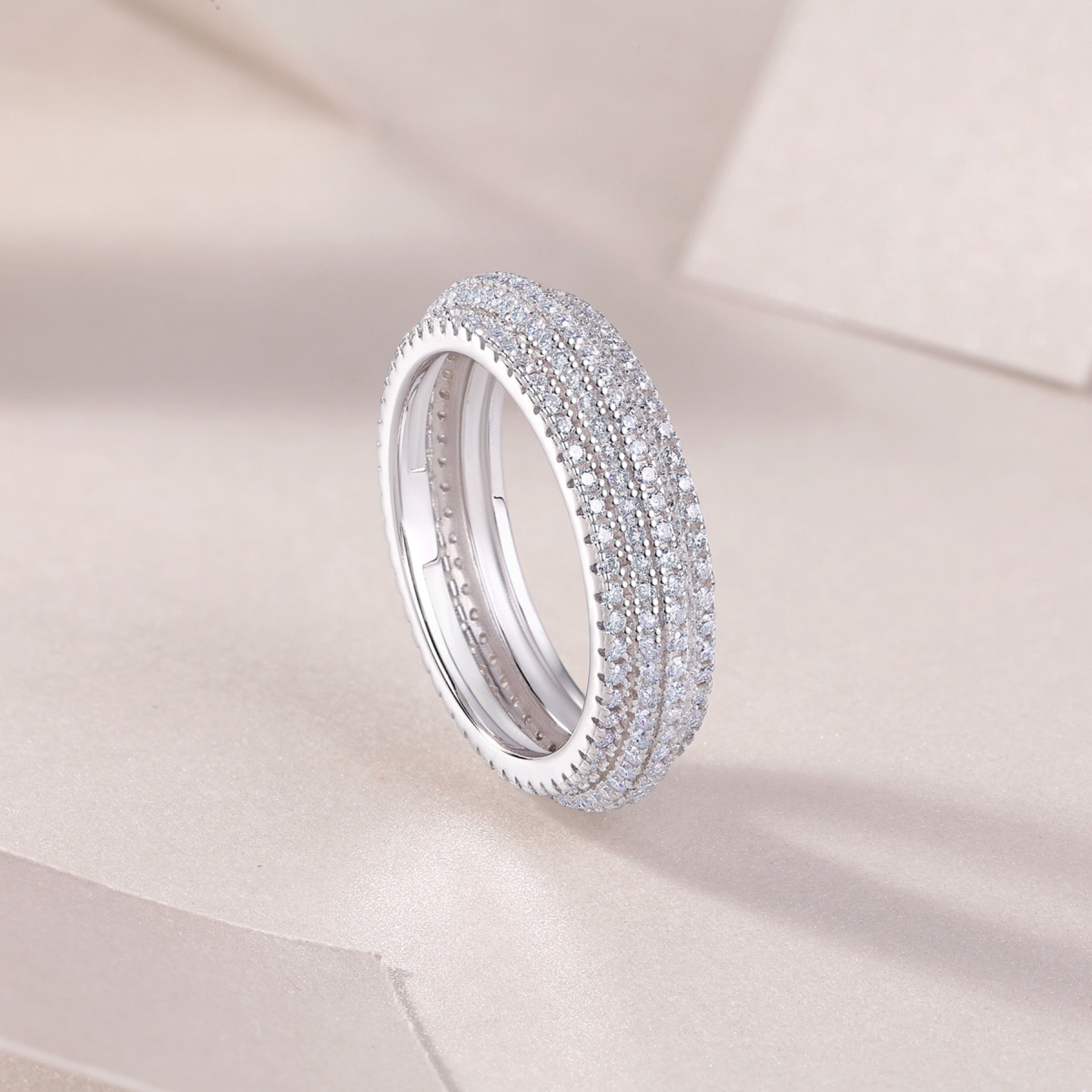 Moonshadow Moissanite Band Ring in Sterling Silver