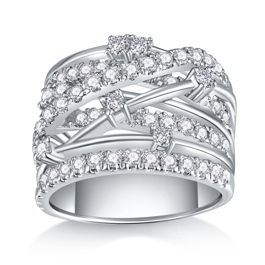 Ark Moissanite Band Ring in Sterling Silver