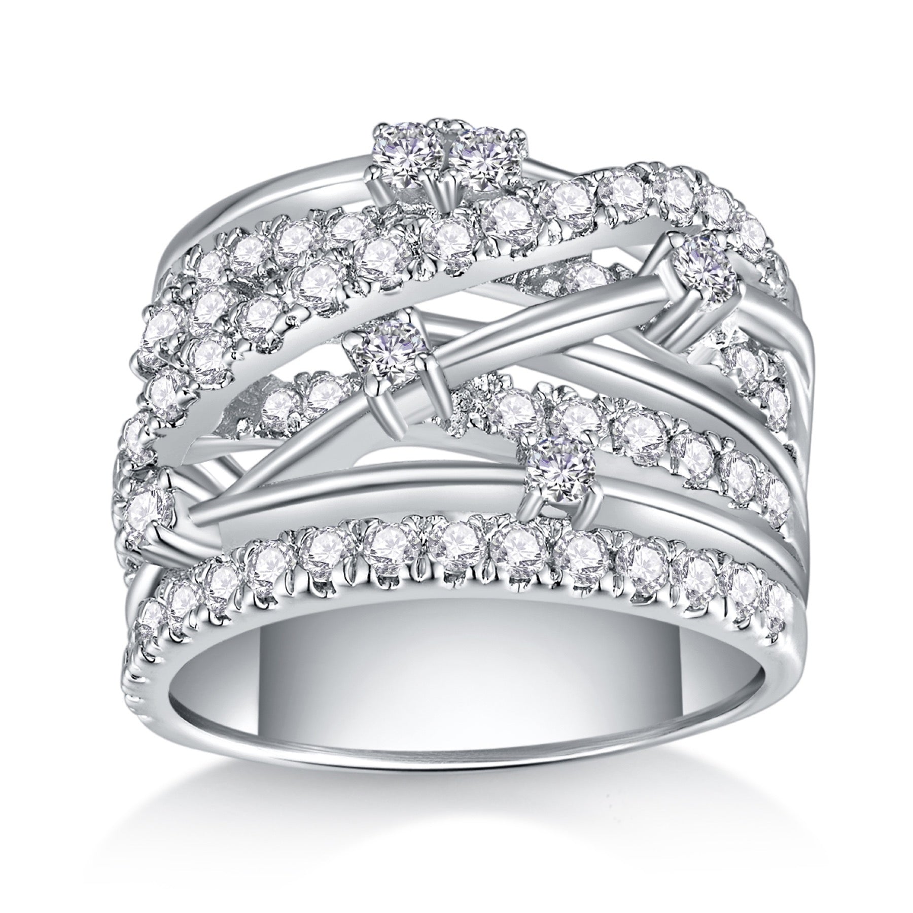 Ark Moissanite Band Ring in Sterling Silver