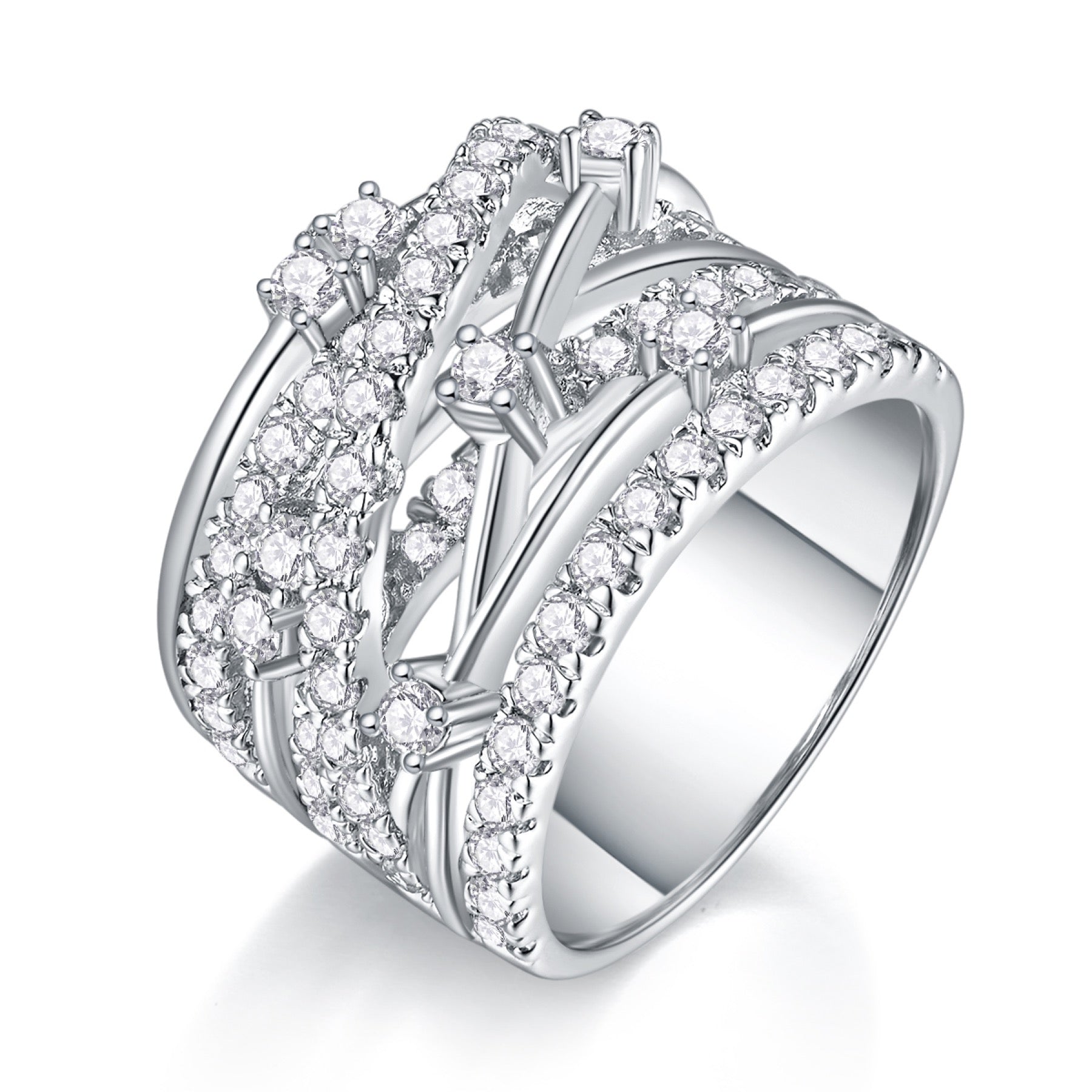 Ark Moissanite Band Ring in Sterling Silver