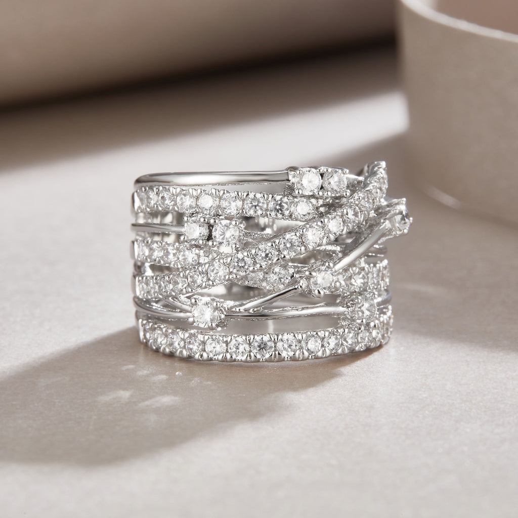 Ark Moissanite Band Ring in Sterling Silver