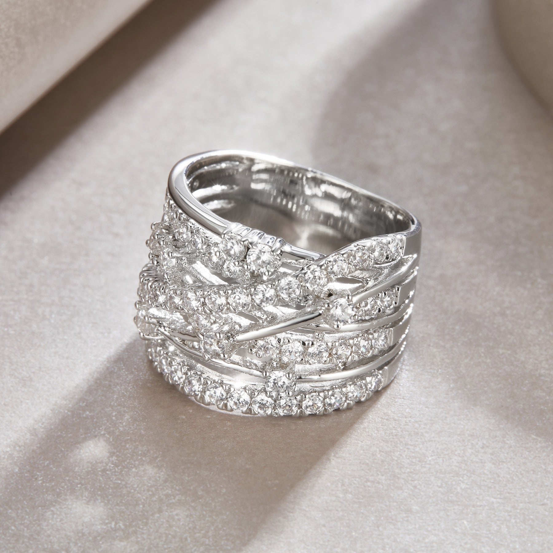 Ark Moissanite Band Ring in Sterling Silver