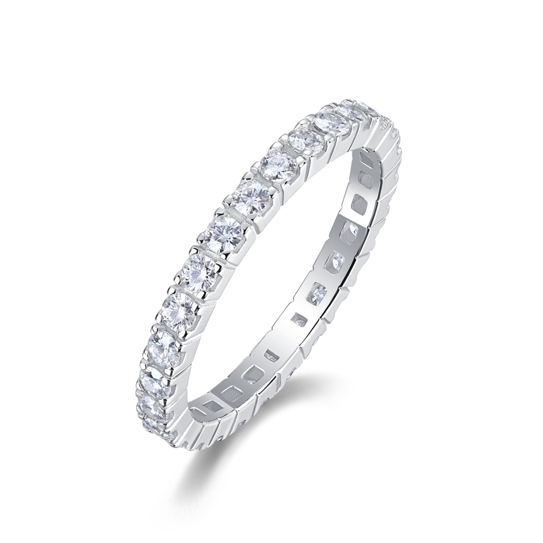 Starbeam Moissanite Eternity Band Ring in Sterling Silver