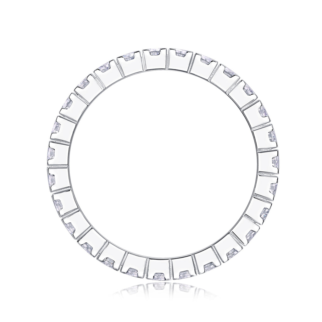 Starbeam Moissanite Eternity Band Ring in Sterling Silver
