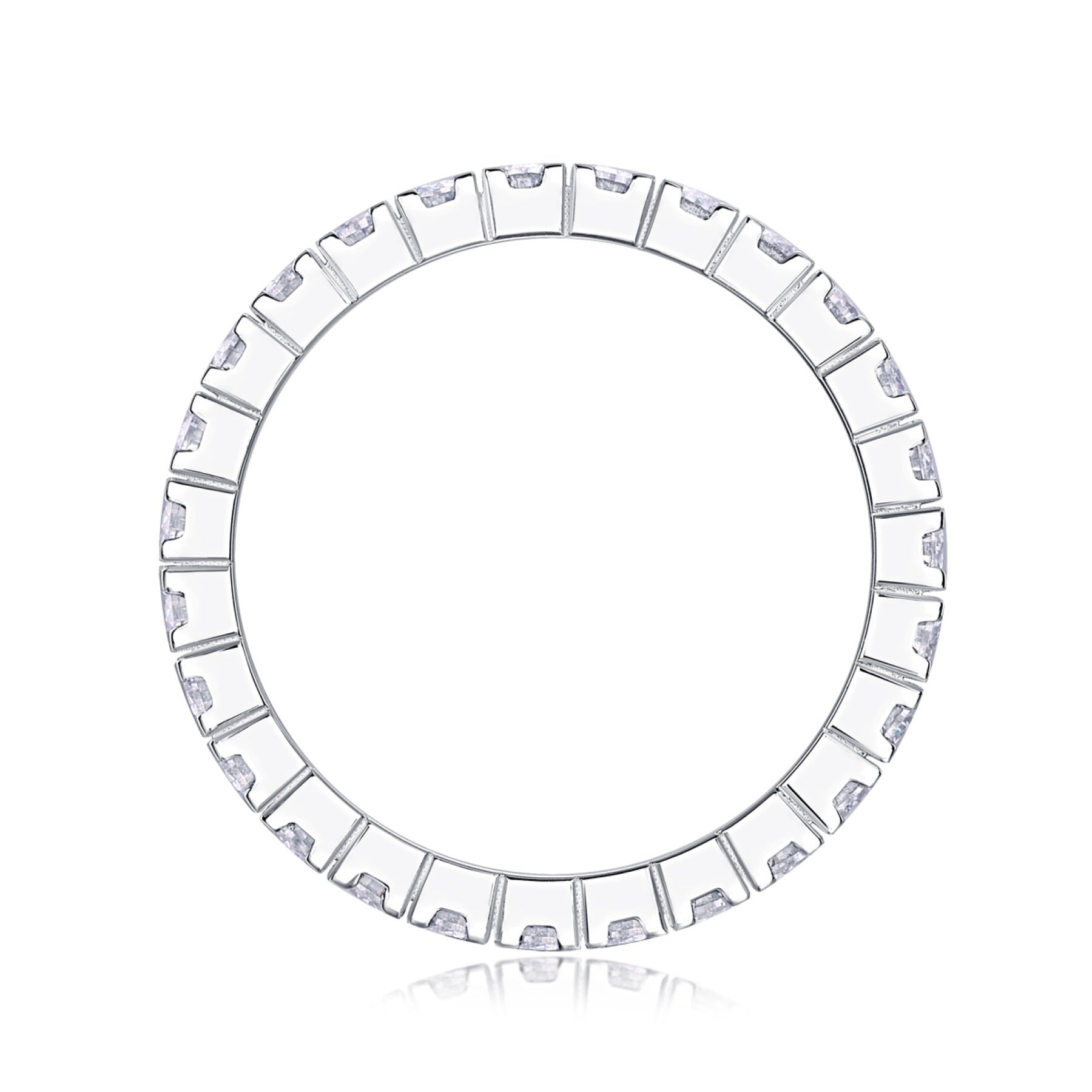 Starbeam Moissanite Eternity Band Ring in Sterling Silver