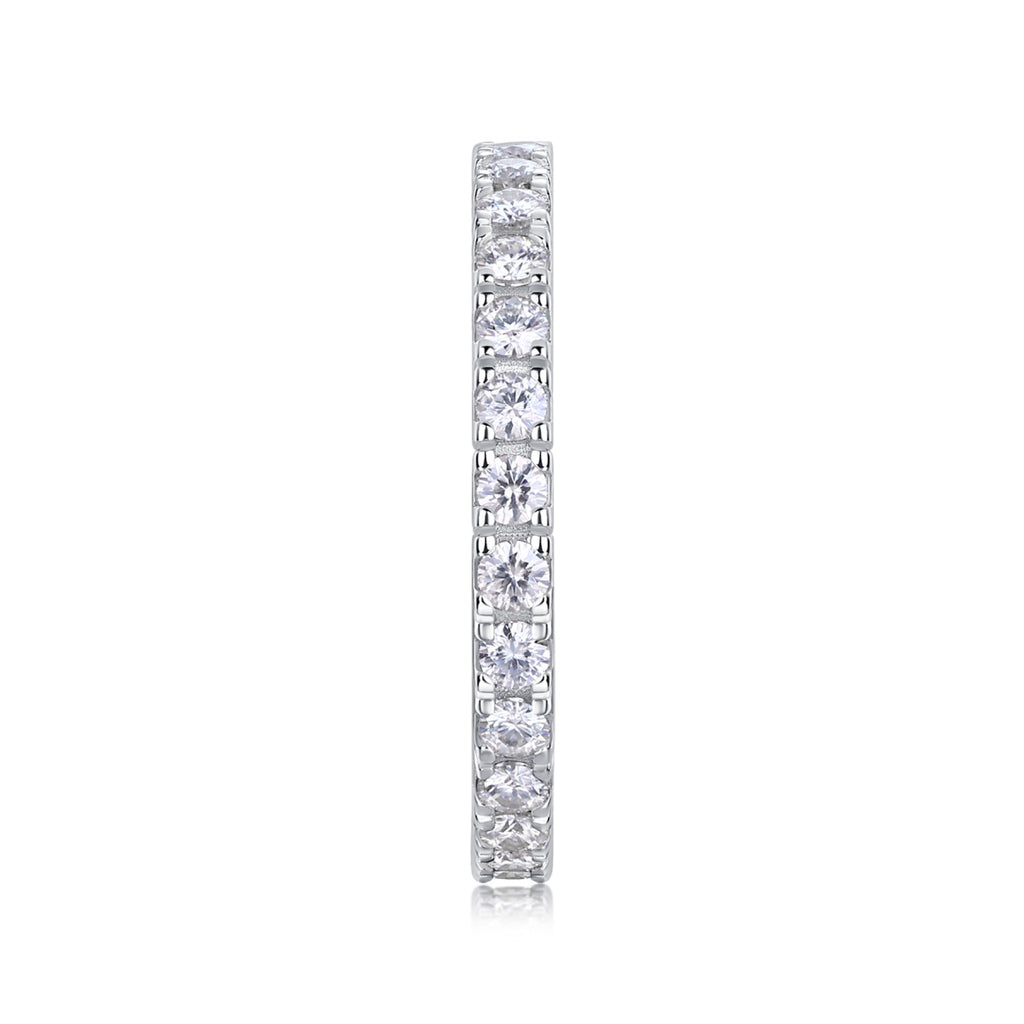 Starbeam Moissanite Eternity Band Ring in Sterling Silver
