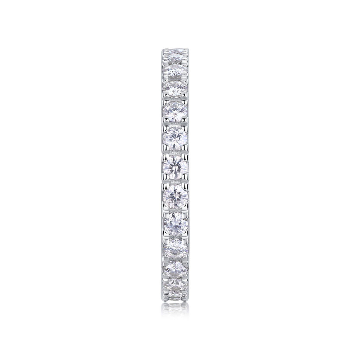 Starbeam Moissanite Eternity Band Ring in Sterling Silver