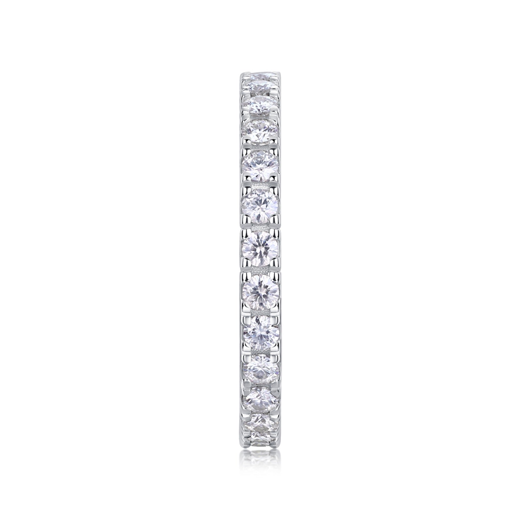 Starbeam Moissanite Eternity Band Ring in Sterling Silver