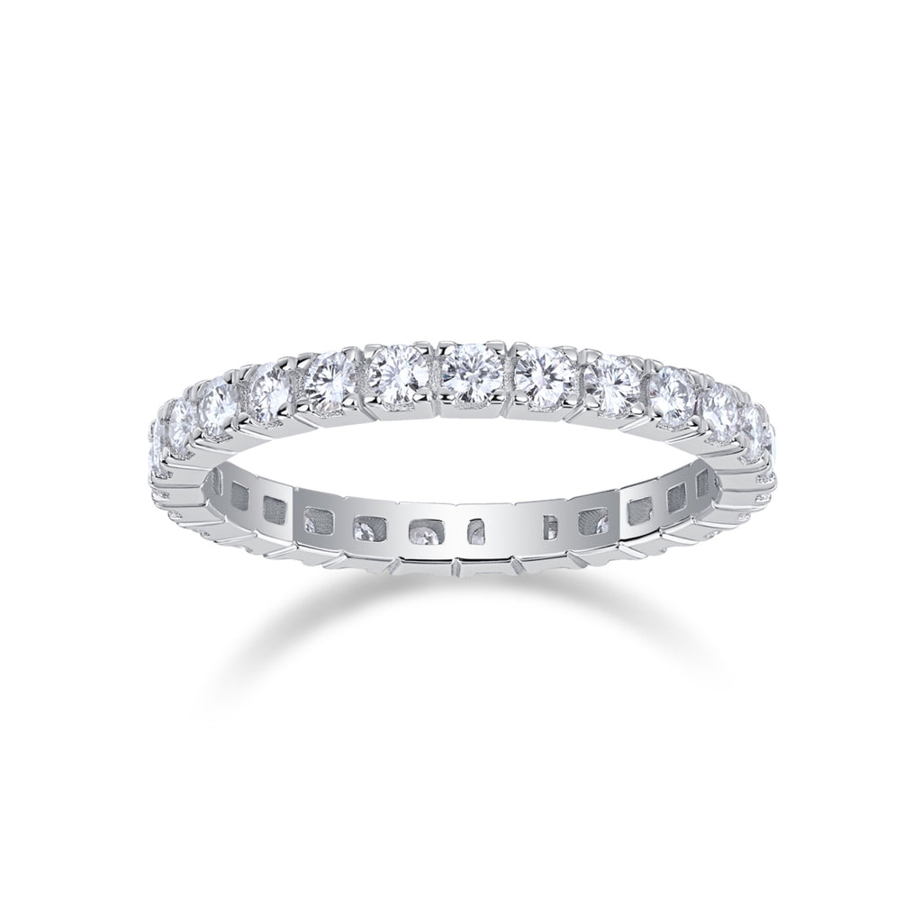 Starbeam Moissanite Eternity Band Ring in Sterling Silver