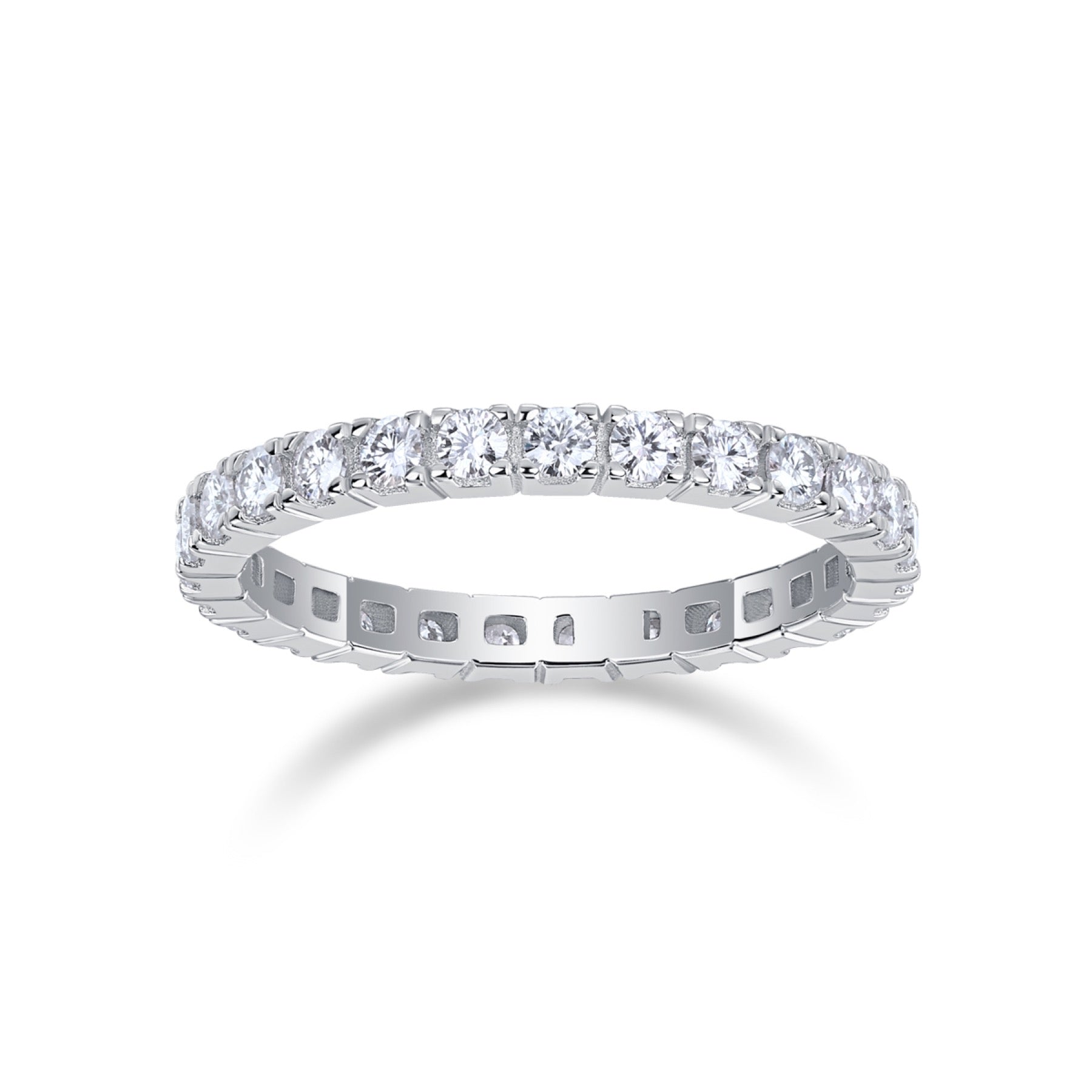 Starbeam Moissanite Eternity Band Ring in Sterling Silver