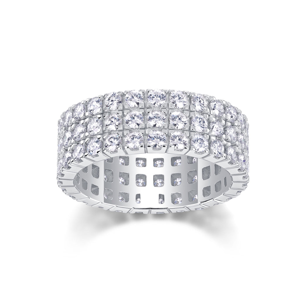 Waterlight Moissanite Eternity Band Ring in Sterling Silver