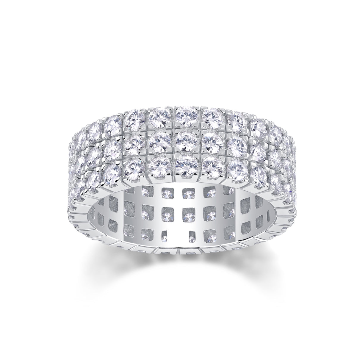 Waterlight Moissanite Eternity Band Ring in Sterling Silver