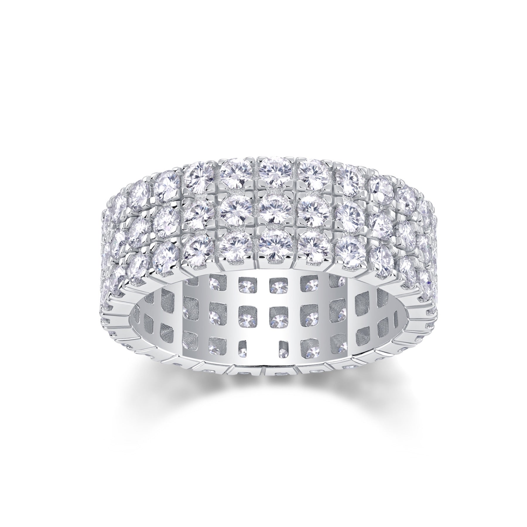 Waterlight Moissanite Eternity Band Ring in Sterling Silver