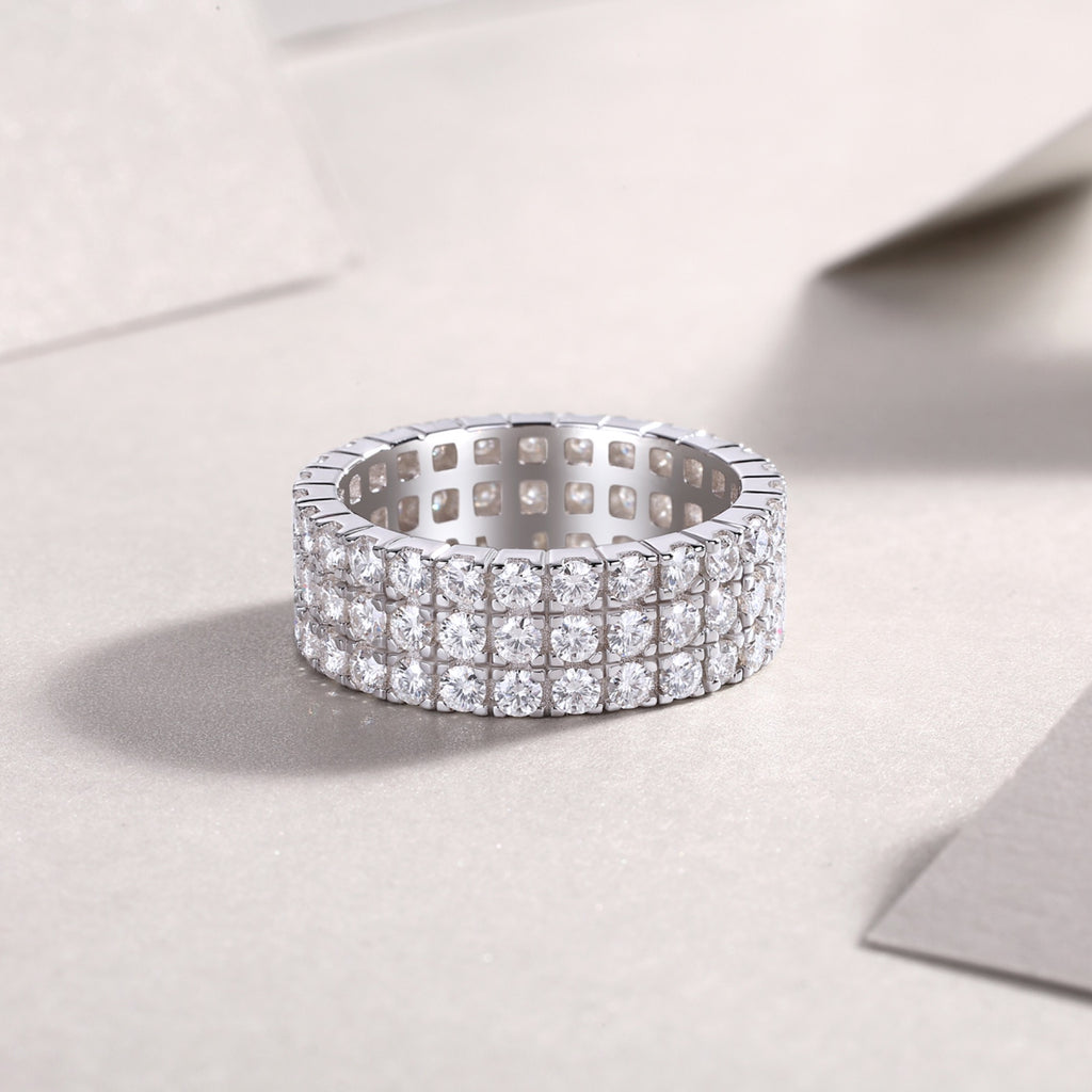Waterlight Moissanite Eternity Band Ring in Sterling Silver