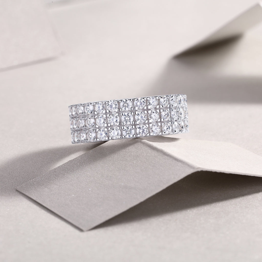 Waterlight Moissanite Eternity Band Ring in Sterling Silver