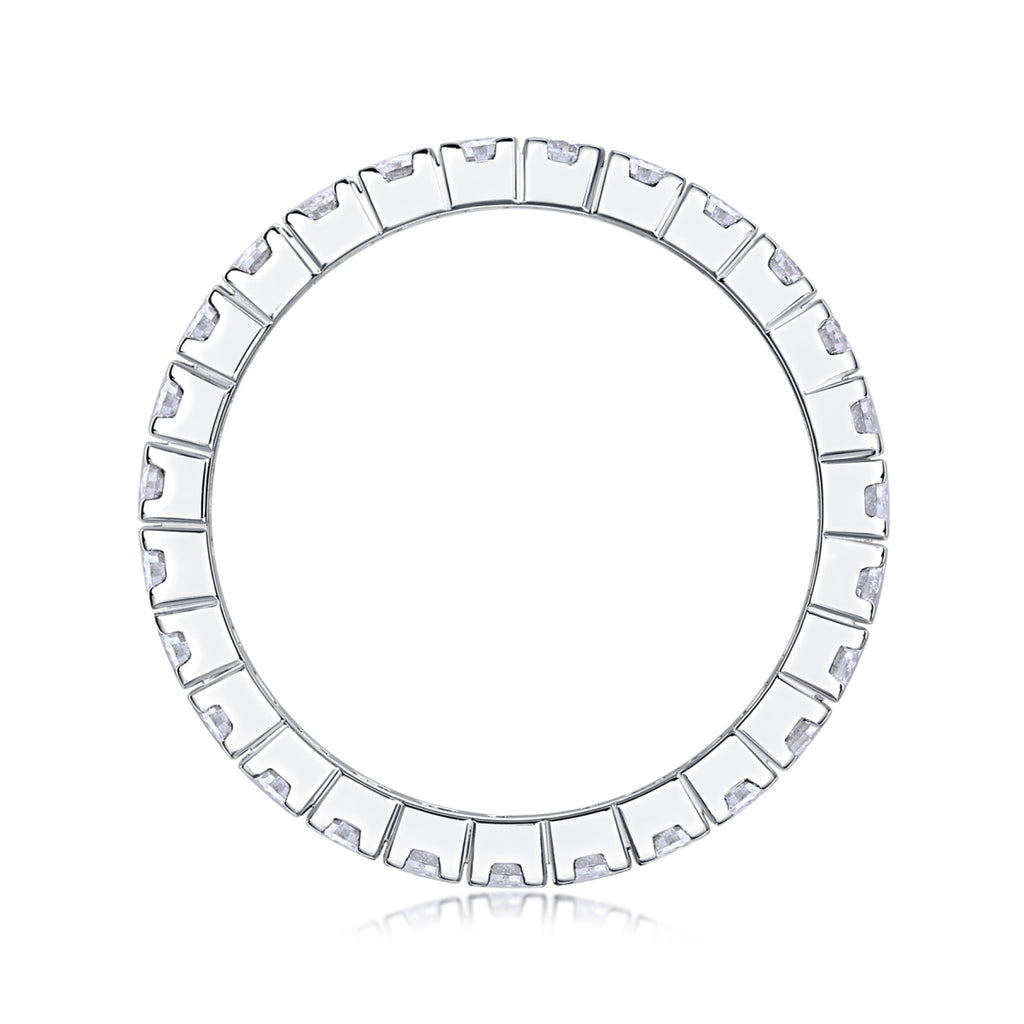 Crystal Moissanite Eternity Band Ring in Sterling Silver